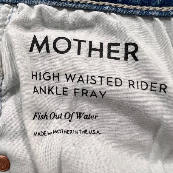 Mother Denim High Waisted Rider Ankle Fray Jeans in Fish Out of Water Size 27 - Picture 7 of 14